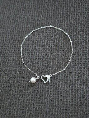 Silver🤍 Satellite🛰 Chain⛓️ Bracelet with Light Pink🩷 Freshwater Pearl - NWOT